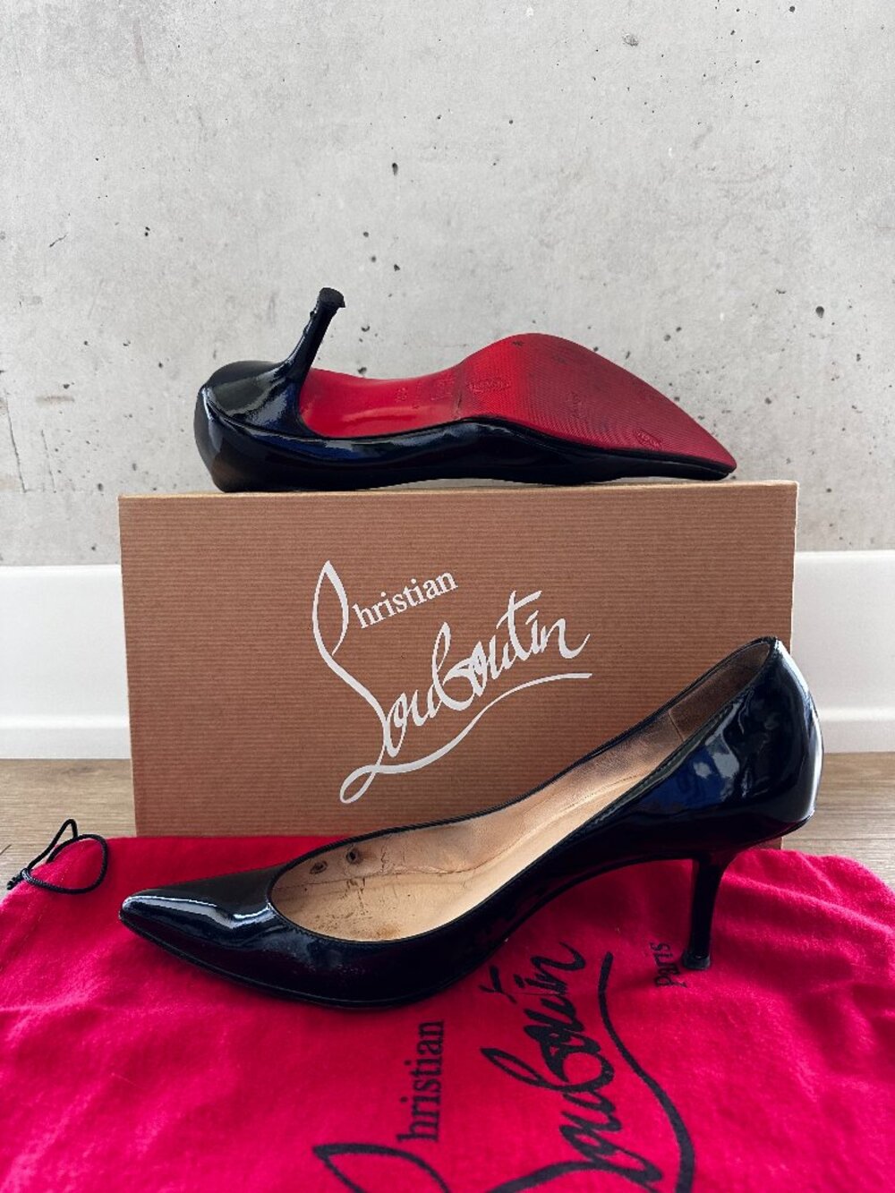 Christian Louboutin Vintage Mody Heels: Black Patent Leather in 35.5